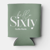 Rafraîchisseur Pour Canette Bonjour soixante sauge vert moderne typographie un (Devant)