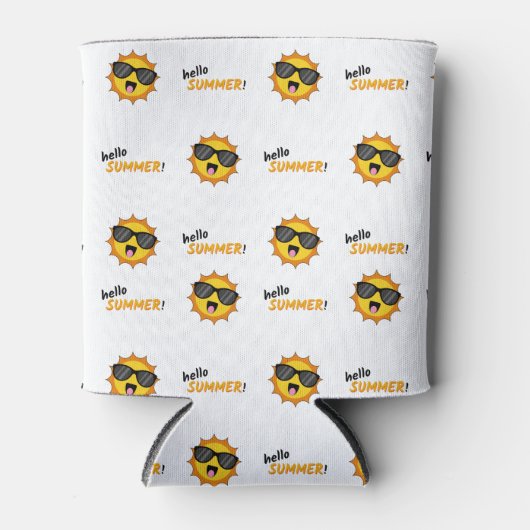 Rafraîchisseur Pour Canette Bonjour Summer Sun avec lunettes de soleil (Devant)