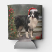Rafraîchisseur Pour Canette Bordure Collie Chien dans neige Noël (Dos)