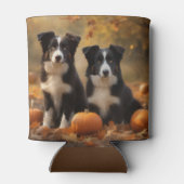 Rafraîchisseur Pour Canette Bordure Collie Puppy Automne Citrouille de plaisir (Dos)