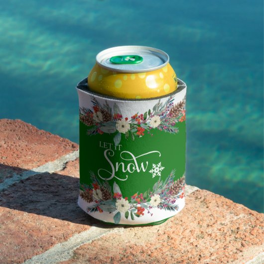 Rafraîchisseur Pour Canette Bordure fleur de Noël-Laisser la neige typographie (Piscine in situ)