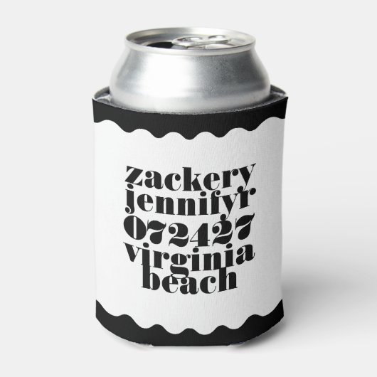 Rafraîchisseur Pour Canette Bordure moderne en gras à incrustation Noir Blanc (Can devant)