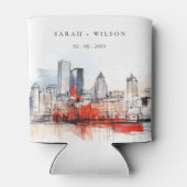 Rafraîchisseur Pour Canette Boston Massachusetts City Scape Mariage d'aquarell (Dos)