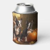 Rafraîchisseur Pour Canette Boston Terrier Puppy Automne Citrouille de plaisir (Can Dos)