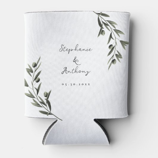 Rafraîchisseur Pour Canette Botanique Olive Branch Feuille Mariage italien (Devant)