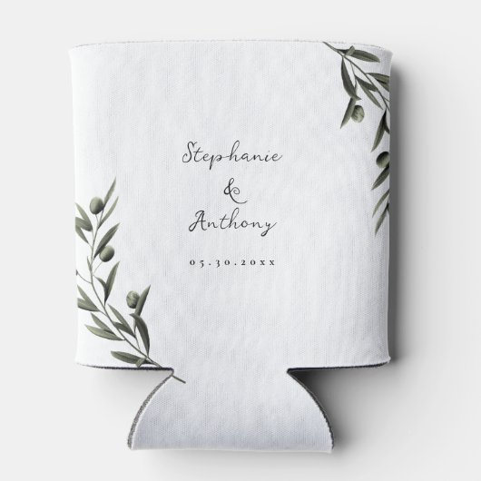 Rafraîchisseur Pour Canette Botanique Olive Branch Feuille Mariage italien (Dos)