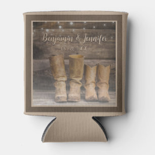 Rafraîchisseur Pour Canette Botte de cowboy de l'Ouest Monogramme de grange ru