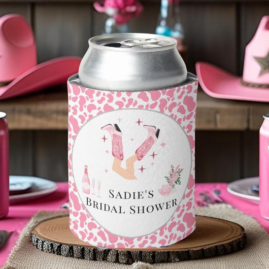 Rafraîchisseur Pour Canette Bottes de cowboy roses et douche de mariage «Bubbl