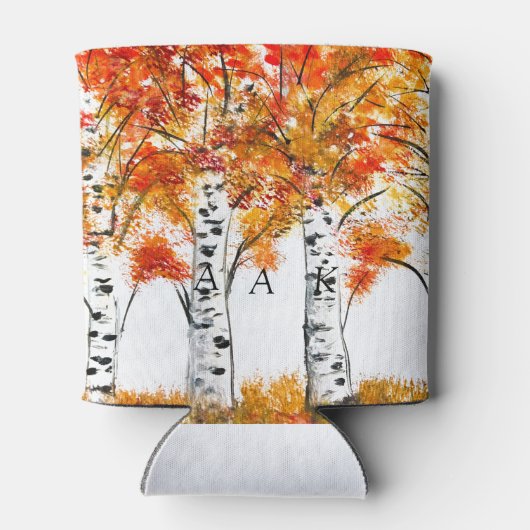 Rafraîchisseur Pour Canette Bouleaux à l'aquarelle Mariage d'automne (Dos)