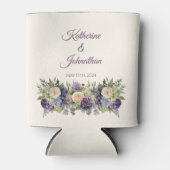 Rafraîchisseur Pour Canette Bouquet de fleurs violettes d'aquarelle Mariage (Devant)