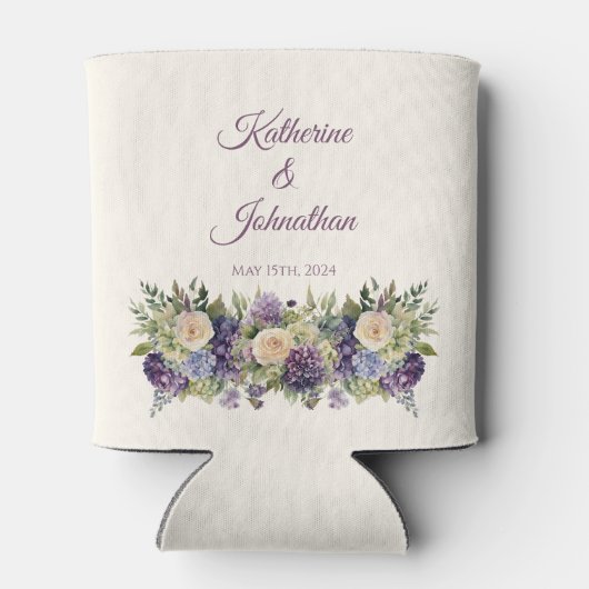 Rafraîchisseur Pour Canette Bouquet de fleurs violettes d'aquarelle Mariage (Dos)