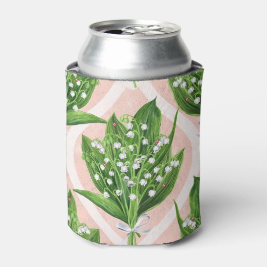 Rafraîchisseur Pour Canette Bouquet de lys de la vallée fleurs sur rose (Can devant)