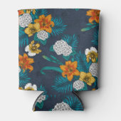 Rafraîchisseur Pour Canette Bouquet tropical sur bleu (Devant)