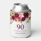 Rafraîchisseur Pour Canette Bourgogne Floral Boho 90e anniversaire (Can devant)