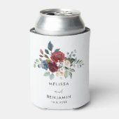 Rafraîchisseur Pour Canette Bourgogne Floral Élégant Script Mariage Faveurs (Can devant)