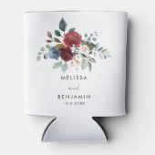 Rafraîchisseur Pour Canette Bourgogne Floral Élégant Script Mariage Faveurs (Devant)