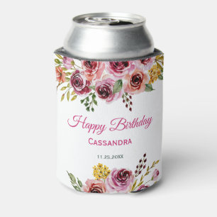 Rafraîchisseur Pour Canette Bourgogne violet Rose Rustique Floral Anniversaire