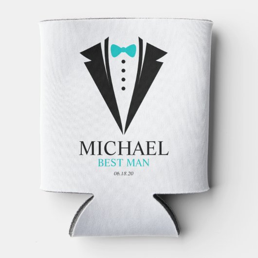 Rafraîchisseur Pour Canette Bow Cravate Tuxedo "Best Man" Personnalisé (Devant)