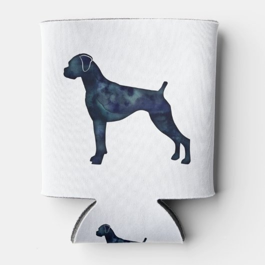 Rafraîchisseur Pour Canette Boxer Chien Oreilles naturelles Noir Aquarelle Sil (Devant)