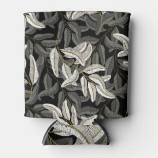 Rafraîchisseur Pour Canette Branches brodées : imprimé noir-blanc.