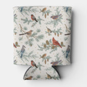 Rafraîchisseur Pour Canette Branches d'oiseaux et de pins d'hiver Motif (Devant)