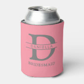 Rafraîchisseur Pour Canette bridesmaid monogramme initial & nom saumon rose (Can devant)