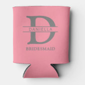 Rafraîchisseur Pour Canette bridesmaid monogramme initial & nom saumon rose (Devant)
