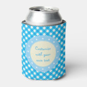 Rafraîchisseur Pour Canette Bright Blue Gingham Custom Text (Can devant)