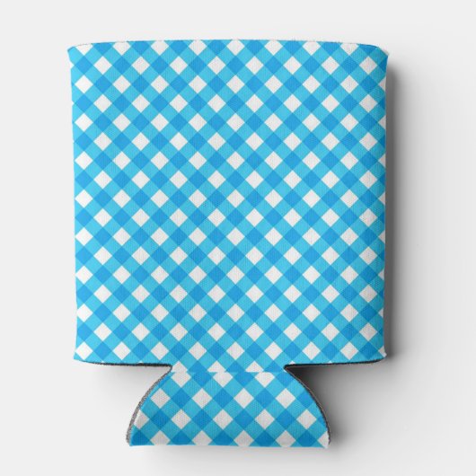 Rafraîchisseur Pour Canette Bright Blue Gingham Custom Text (Dos)