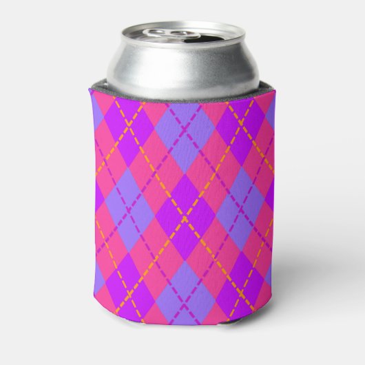 Rafraîchisseur Pour Canette Bright Pink and Blue Argyle Pattern Monogram (Can Dos)