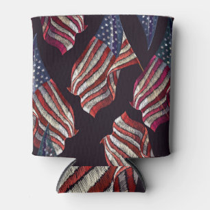 Rafraîchisseur Pour Canette Broderie du drapeau américain : motif patriotique.