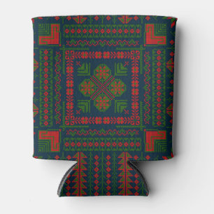 Rafraîchisseur Pour Canette Broderie palestinienne Tatreez rouge vert 5 Motif