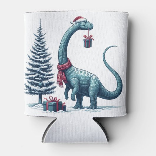 Rafraîchisseur Pour Canette Brontosaurus dinosaure de Noël (Devant)