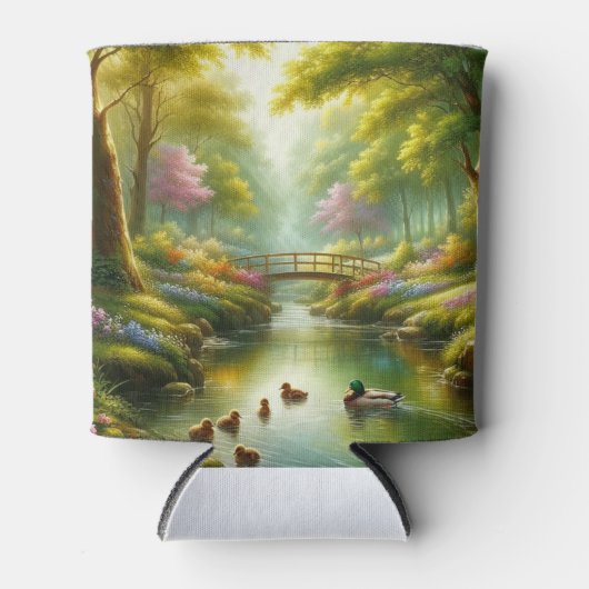 Rafraîchisseur Pour Canette Brook de printemps avec canards/fleurs (Devant)