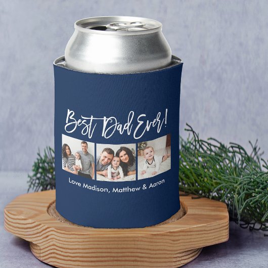 Rafraîchisseur Pour Canette Brosse moderne Script 3 Photos Meilleur Papa Jamai