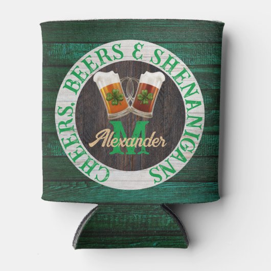 Rafraîchisseur Pour Canette Brown Bois Rustique Cheers Bières Shenanigans (Devant)