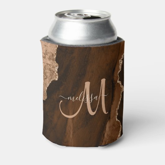 Rafraîchisseur Pour Canette Brown chic Rose Gold Parties scintillant Agate Per (Can Dos)