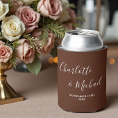 Rafraîchisseur Pour Canette Brown Script Minimalist Wedding