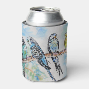 Rafraîchisseur Pour Canette Budgie Aquarelle Peinture Oiseaux Oiseaux Whimsica