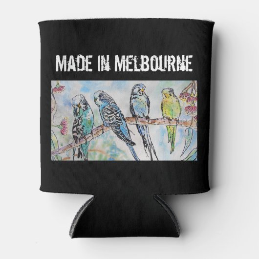 Rafraîchisseur Pour Canette Budgie Budgerigar Bird Made In Melbourne Birds (Devant)