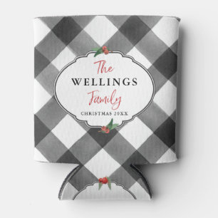 Rafraîchisseur Pour Canette Buffalo Check Black & White Christmas Party Date