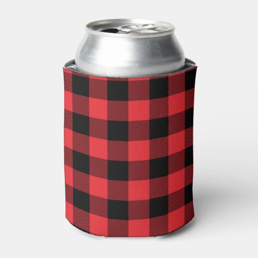 Rafraîchisseur Pour Canette Buffalo Plaid Red Black Check (Can devant)