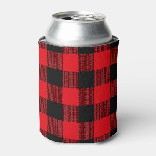 Rafraîchisseur Pour Canette Buffle rouge et noir Chevron Plaid (Can devant)