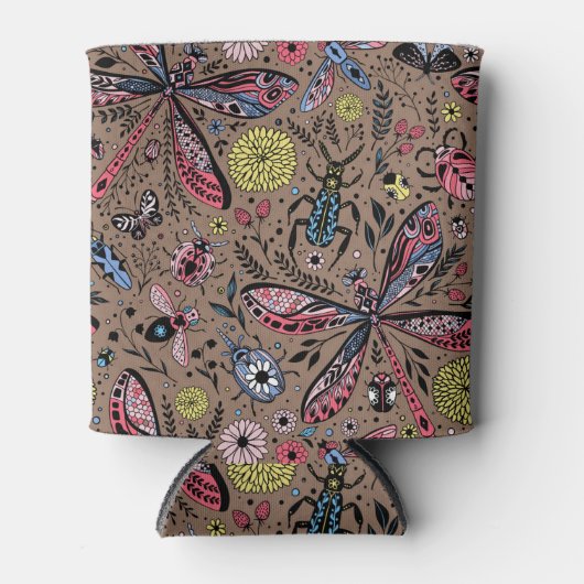 Rafraîchisseur Pour Canette Bugs de Doodle sur mocha brown (Devant)