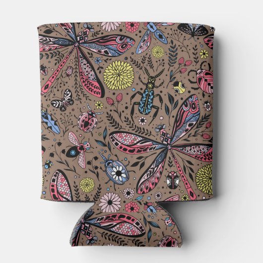 Rafraîchisseur Pour Canette Bugs de Doodle sur mocha brown (Dos)