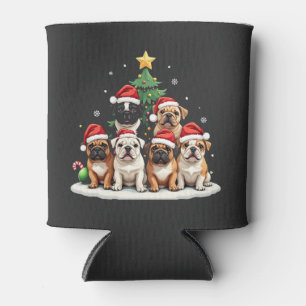 Rafraîchisseur Pour Canette Bulldog Christmas Tree Santa Hat Puppy Amateurs