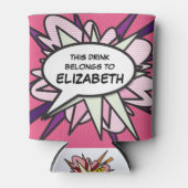 Rafraîchisseur Pour Canette Bulle de dialogue personnalisée rose drôle moderne (Devant)