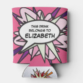 Rafraîchisseur Pour Canette Bulle de dialogue personnalisée rose drôle moderne (Dos)