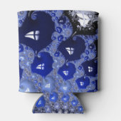 Rafraîchisseur Pour Canette Bulles fractales Ombre Bleu Abstrait (Dos)