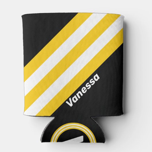 Rafraîchisseur Pour Canette Bumblebee Nostalgale rayures avec nom (Dos)